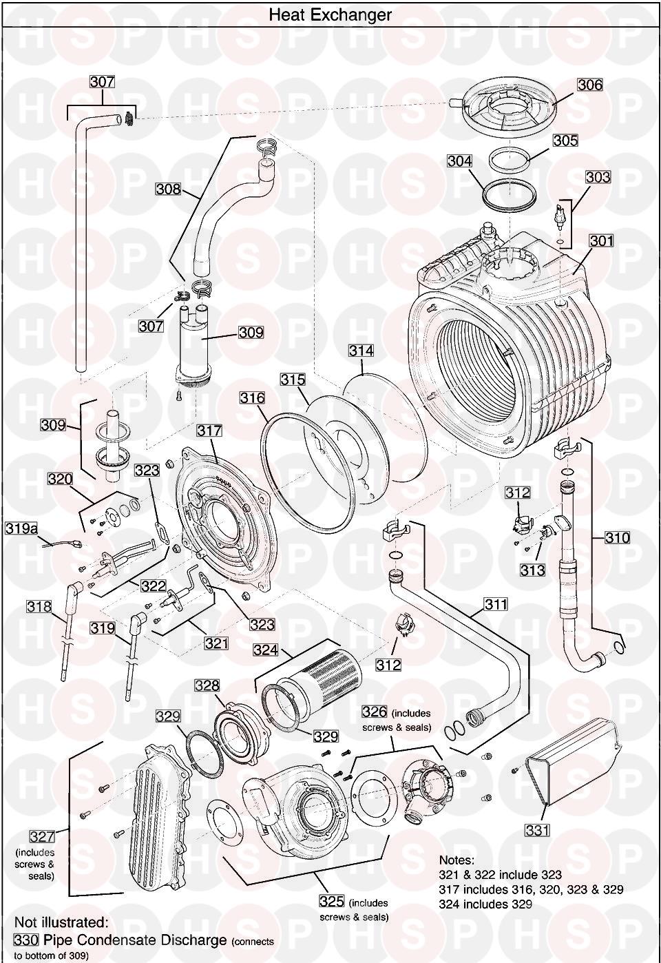 Baxi Combi 28 Compact (Heat Exchanger)Diagram | Heating Spare Parts